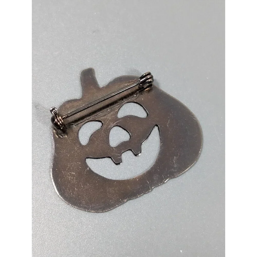 Copper Tone Halloween Pumpkin Jack‎ O Lantern Metal Pin Brushed